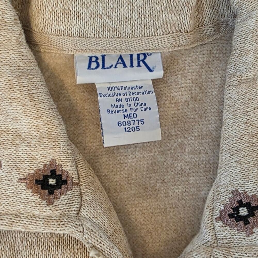 Blair y2k Giraffe Full Zip Knit Tan Embroidered Applique Sweater Vest Womens M - Picture 5 of 7